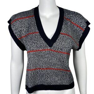 Vintage Cos Cob Sweater Vest Womens Size M Pullover V Neck Striped Boxy
